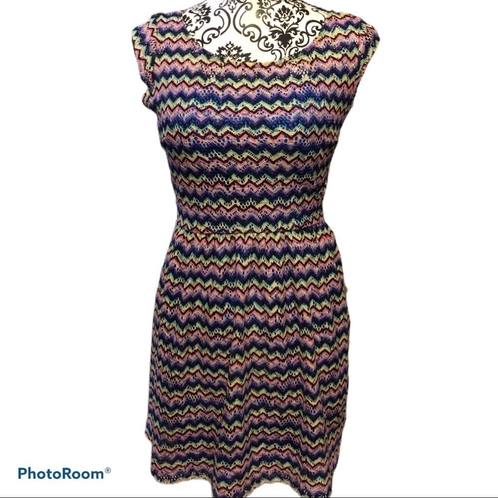 Bebop Mulitcolored chevron pattern dress